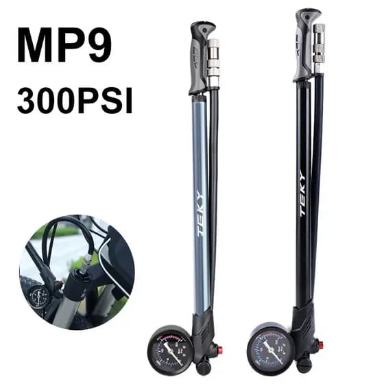Bomba De Ar De Bicicleta De Alta Pressão 300PSI para garfos dianteiros/amortecedores/canotes telescópicos e emergência.