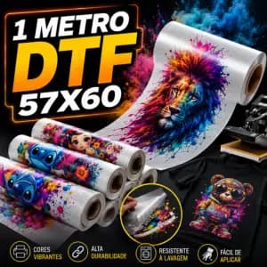 1 Metro Dtf Textil Para Tecidos Alta Qualidade i3200 58cm x 100cm Envio Imediato 24 horas