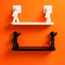 Prateleira Criativa com Suportes em Formato de Bonequinhos decorativa banheiro cozinha C/ Adesivo