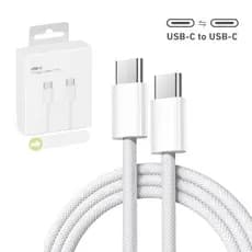 Cabo TIPO-C para TIPO-C 1M – Carregamento Rápido PD, Reforçado e Ultra Resistente Branco Premium iPhone 15/16/17