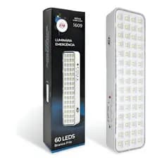 Luminária de Emergência Lâmpada 60 Leds 6500K Luz Branca Fria Forte Portátil Recarregável Bivolt 5W