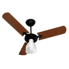 Ventilador de Teto New Delta Light 127V 3 Pás com Luz -Venti-Delta - Preto/Madeira e Branco/Madeira