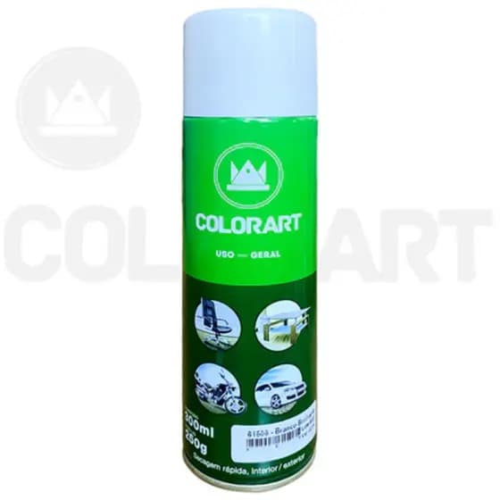Tinta Spray Branco Brilhante para Uso Geral 300ML Colorart