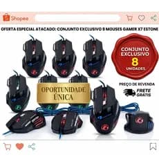 Kit 8un Mouse Gamer X7 Estone Original - Envio Imediato