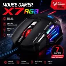 Mouse Gamer X7 RGB USB 7 Botões 3200 DPI Alta Precisão Gamer PC