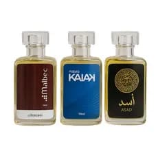 Kit 3 Perfumes Kaiak Malbec e ABC Latifah Masculino 100ml Essências Fixação Sofisticação Premi