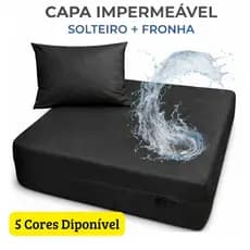 Kit Capa Protetora Solteiro + Fronha Tecido Hospitalar 100% Impermeável Com Ziper