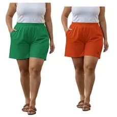 KIT 2 Bermuda Shorts Feminino Duna Confortável Saída Praia Plus Tecido Leve( CORES SORTIDAS)