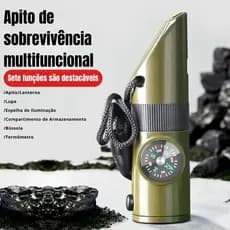 Apito 7 Em 1 Led Bússola Termômetro Lupa Espelho Divisão