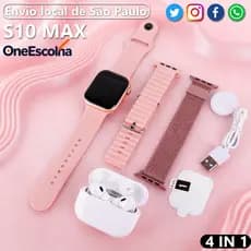 2026 Smartwatch Mini 4 em 1 com Fone Bluetooth TWS e Chamada Bluetooth Monitor de Pressão Arterial Relógio desportivo