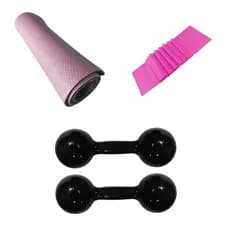 Conjunto Academia e Yoga: Halteres 3kg + Tapete Antiderrapante + Elástico
