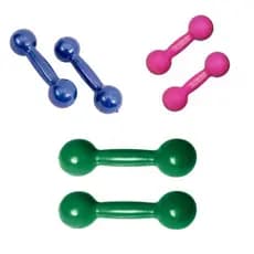 Kit 3 Pares de Halteres 6 Unidades 0,5kg + 1kg + 3kg Cores Azul, Rosa e Verde P/ Academia