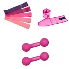 Treino Profissional: Caneleira 2kg + Halter 2kg + Kit Mini Band