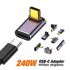 Adaptador conversor USB 4.0 C de ângulo reto de 90 graus tipo macho para fêmea USB C 240W