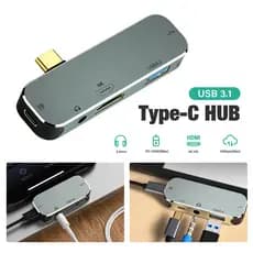 Adaptador 5 Em 1 USB C Hub Multiport 4K HDMI Compatível Com iPad MacBook Pro Air