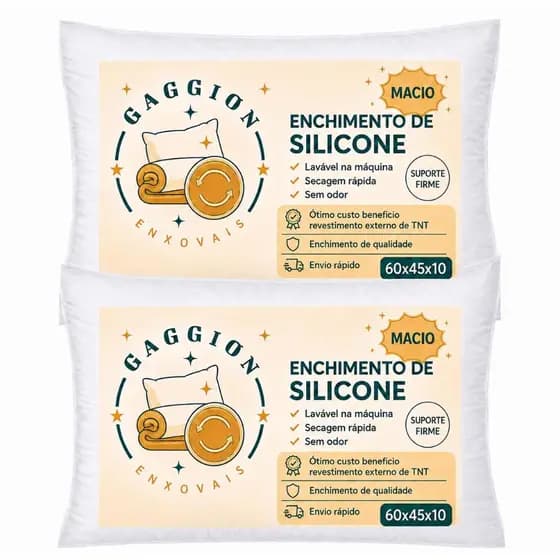 2 Travesseiros de Silicone Premium 60x45cm com Revestimento em TNT Black Friday