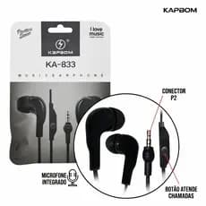 Fone De Ouvido Ka-833 Conexão P2 Com Microfone Kapbom