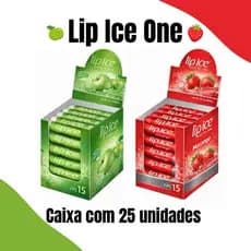 Hidratante Labial Lip Ice One Fps 15 Caixa Com 25 Unidades Morango e Maçã verde
