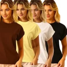 KIT 2 ou 1 - Blusa Feminina Muscle Tee T Shirt Algodão Basica Camiseta Lisa