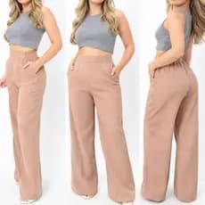 Kit  Pantalona de LINHO com bolso Cintura Alta Elegante PROMOCAO