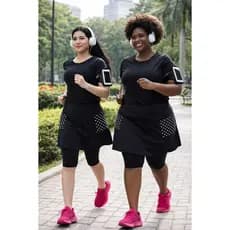 Conjunto Short Saia e Blusa Moda Fitness Cristã Evangélica LANÇAMENTO [POÁ PRETO] [CONJUNTO]