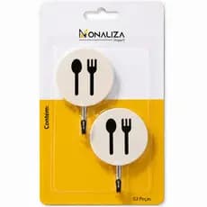 Kit 2 Ganchos Adesivos Decorativos para Cozinha Suporte Multiuso Parede Cabideiro