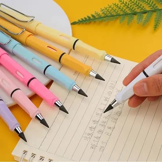 KIT 12 Lápis Eternos, Canetas De Escrita Ilimitada, Lápis Eterno, Lápis Sem Tinta, Caneta Eterna Reutilizável Com 6 Pont