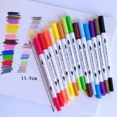 Kit 12 ou 48 Cores com ponta dupla pincel estilo brushpen e ponta fina /Lettering Canetinha/Colorido Art Marker HYY