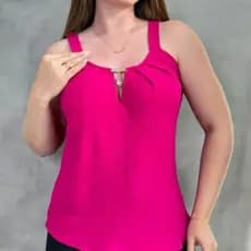 Blusa Feminina Regata Alça Regulavel Blusinha Regatinha Tecido Duna Liso Qualidade Top M/G/GG,EteDexandoMuitoElegante