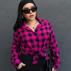 Camisa Xadres Manga Longa Nos Tamanhos  M/G/GG