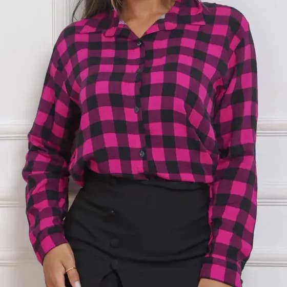 xadrez Camisa feminina/Grepe/Moda/Casual /JC Moda