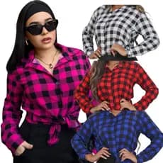 Camisa Xadrez Moda Feminina Quadriculadas  Festa Junina Estilosa Tendência 2026