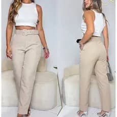 CALÇA FEMININA ALFAIATARIA CINTURA ALTA COM ZÍPER FRONTAL SOCIAL SLIM