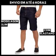 Bermuda Jeans Masculina Elastano Lycra Slim Confortável Promoção Básica