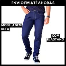 Calça Jeans Masculina Tradicional Básica Casual Trabalho Lycra Reta Premium