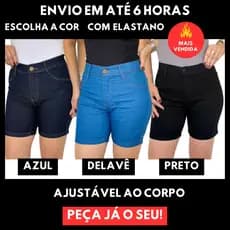 Bermuda Meia Coxa Jeans Feminina Short Elastano Lycra Cintura Alta Empina BumBum