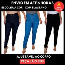 Calça Jeans Feminina Skinny Levanta BumBum Cintuara Alta Elastano Lycra