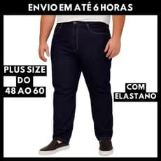 Calça Jeans Masculina Plus Size Elastano Reta Lycra 48 ao 60 Tradicional Básica Casual