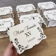 KIT 5 Caixas Convite Luxo MDF Personalizada 🎀 15 Anos | Casamento | Noivado | Corte a Laser Premium