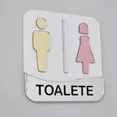 🚻 PLACA LUXO TOALETE – FEMININO E MASCULINO SINALIZADORA