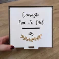 Caixa Urna Pix Personalizada Operação Lua de Mel Casamento - Espaço para QR Code