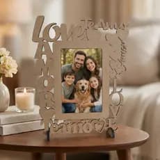 Porta Retrato Para Fotos de Mdf Com Palavras de Amor Casa e Decoração MDF Cru Claro