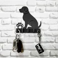 Porta Chaves Para Parede Cachorro e Patinha Vazado 6 Ganchos MDF Para Decoração