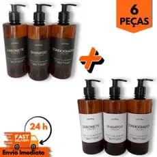 Kit 6 Dispensers Âmbar 500ml com Válvula Pump – Sabonete, Shampoo, Condicionador | Dispenser para Banheiro | Minimalista