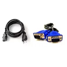Kit Cabo de Força 3 Pinos Tripolar Universal 1,5m para PC + Cabo-VGA