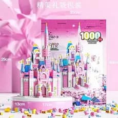 Blocos de Montar Castelo Princesa Rosa 1000 Peças - 6 em 1 Brinquedo Educativo Infantil