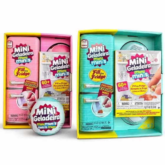Mini Geladeira Fill The Fridge + 2 Bolas Surpresa Miniaturas Realistas