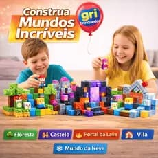 Kit 80 Cubos Magnéticos Blocos de Montar Cenários Criativos Brinquedo Infantil Menino Menina Presente Didatico