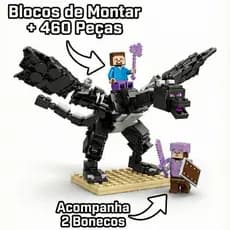 460 Peças Blocos de Montar Dragão 3 em 1 Articulado Lança e Bate Asas Quebra Cabeça 3D + 2 Bonecos Presente Infantil