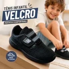 Tenis Escolar Infantil com Velcro Menino Calce Facil Casual Confortável Antiderrapante Resistente